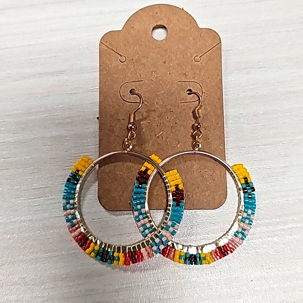 Handmade hoop beaded earrings NWT
